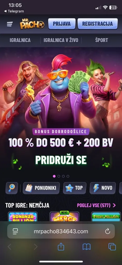 MrPacho mobilni — bonus