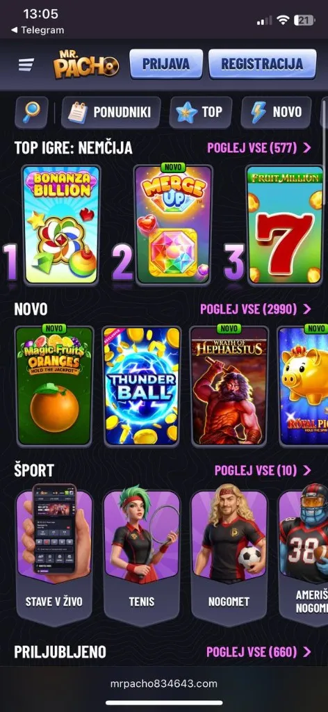 MrPacho mobilni — blagajna