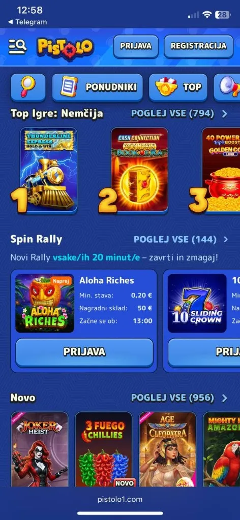 Pistolo mobilni — plačila
